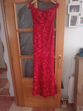 Vestido de fiesta lentejuelas rojo