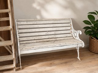Banco antiguo madera y hierro fundido