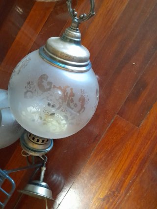 2 Lámparas Techo Cristal y Latón