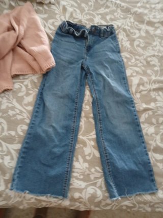 Conjunto niña 6 años:rebeca rosa camiseta y vaquer