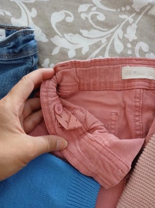 Conjunto niña 6 años:rebeca rosa y celeste. Vaquer