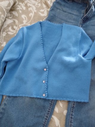 Conjunto niña 6 años:rebeca rosa y celeste. Vaquer