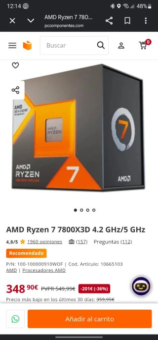 AMD Ryzen 7 7800X3D Procesador