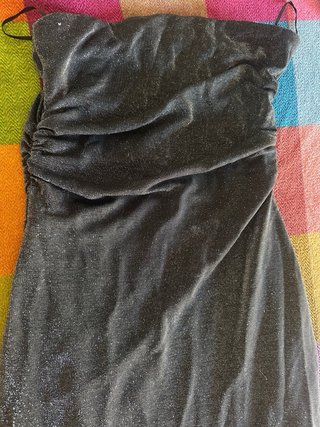 Vestido largo fiesta plateado brillante
