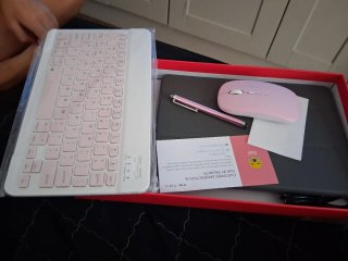 Tablet con Teclado y Ratón Rosa