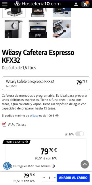 Cafetera Espresso Wëasy KFX32