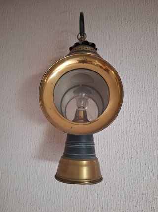 Farol decorativo metal dorado y gris