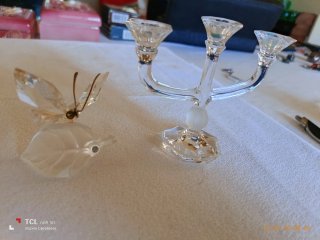 Lotto 2 Miniature Cristallo Farfalla Candelabro