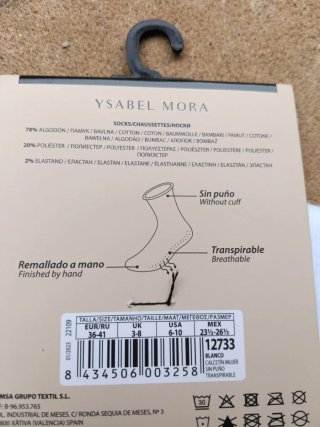Calcetines YSABEL MORA Blanco 12 pares sin puño
