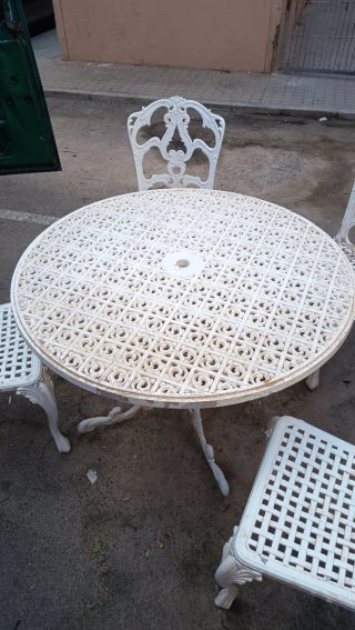 Mesa y 4 Sillas Jardín Aluminio Fundido