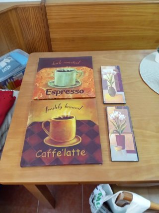 Set 2 Cuadros Taza Café Espresso y Latte