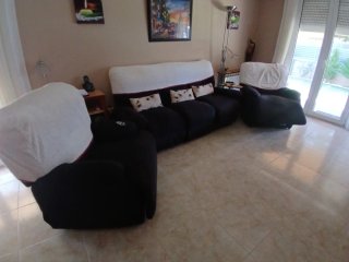 Sofá 3 plazas + 2 sillones relax motorizados