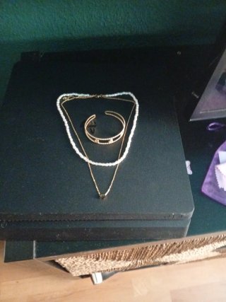 Conjunto collar y pulsera oro blanco