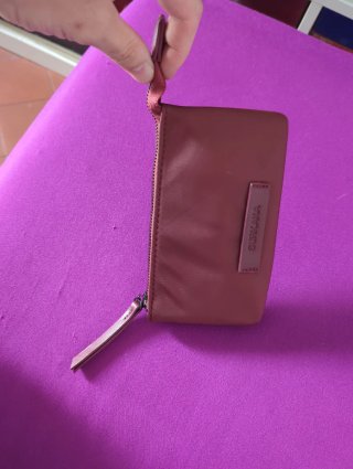 Cartera monedero mujer beige/rosa