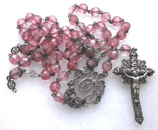 ROSARIO DE PLATA Y CRISTAL ANTIGUO FACETADO S. XIX