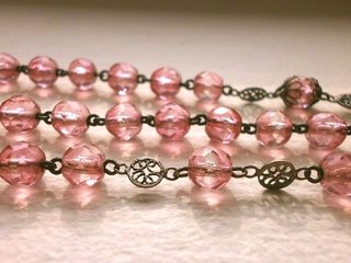 ROSARIO DE PLATA Y CRISTAL ANTIGUO FACETADO S. XIX
