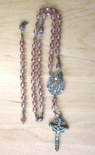 ROSARIO DE PLATA Y CRISTAL ANTIGUO FACETADO S. XIX