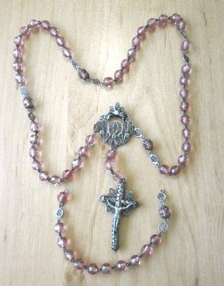 ROSARIO DE PLATA Y CRISTAL ANTIGUO FACETADO S. XIX