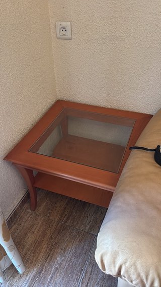 Mesita de salón madera y cristal
