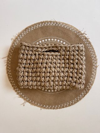 Bolso crochet reciclado beige/marrón