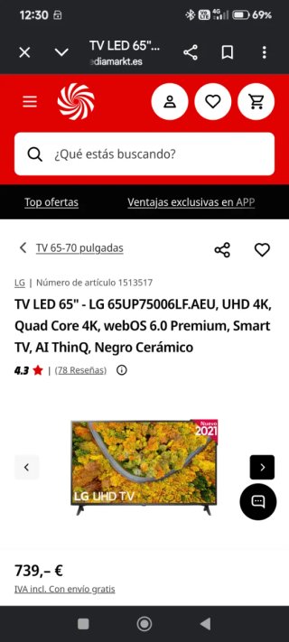 TV LG 65 Pulgadas