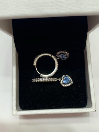 Pendientes Pandora Aro Corazón Azul Turquesa