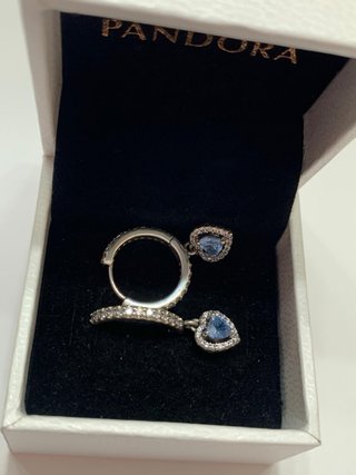 Pendientes Pandora Aro Corazón Azul Turquesa