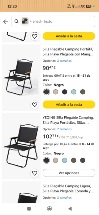 Silla de jardín plegable