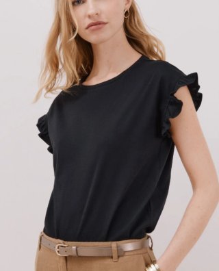 Camiseta mujer negra volantes talla S Sin estrenar
