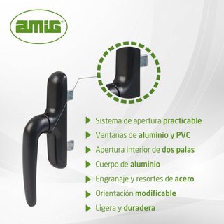 Amig - Manilla para Ventanas Practicables - Base de Aluminio - Cubierta de PVC