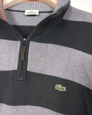Jersey Lacoste 1/4 cremallera rayas