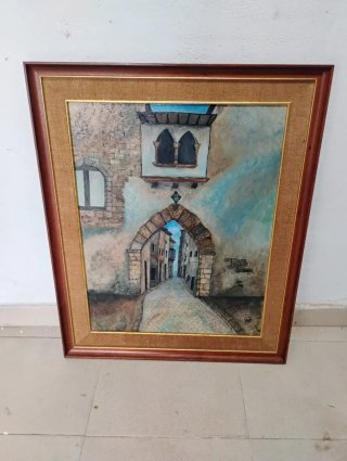 Cuadro antiguo con marco de madera