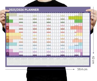 evelay Agenda de pared 2025 2026, tamaño A2 (59 cm x 42 cm)