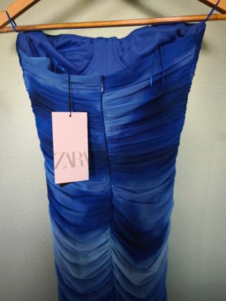 Vestido Zara azul fruncido