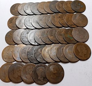 Lote 45 monedas cobre antiguas España