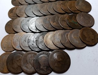 Lote 45 monedas cobre antiguas España
