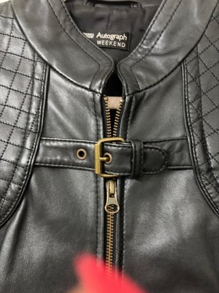 Chaqueta Biker Cuero Autograph Negra