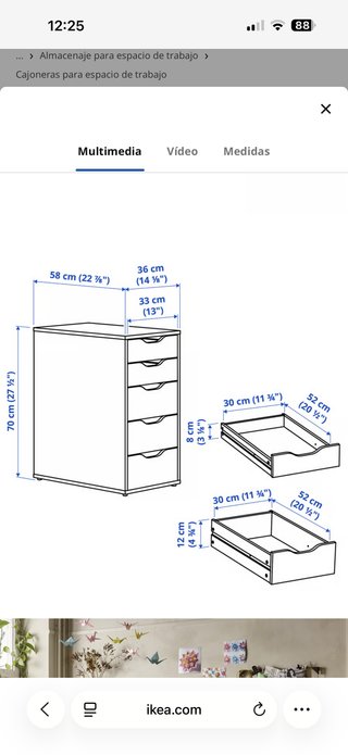 Cajonera Ikea Alex Blanca