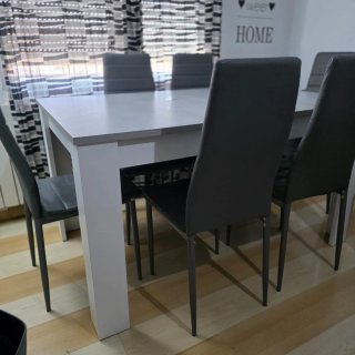 Mesa Comedor Extensible Gris y Blanca