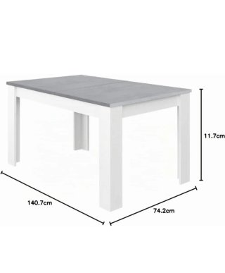 Mesa Comedor Extensible Gris y Blanca