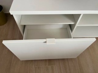 Mueble TV BYÅS blanco brillo