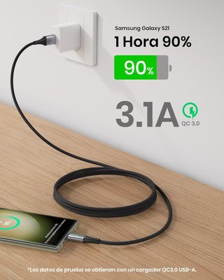 INIU Cable USB A USB C, [2m] QC 3,0 y 3,1A Cable USB C Carga Rapida