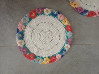 2 Tapetes Crochet Florales Hechos a Mano