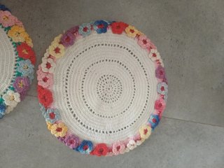 2 Tapetes Crochet Florales Hechos a Mano