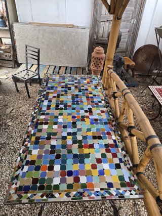 Mesa Mosaico Cerámica 2x1m multicolor