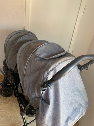 Carrito Gemelar Doble Gris