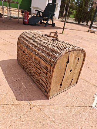 Jaula/Transportín Vintage Mimbre y Madera