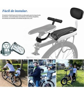 Sillón Asíento Trasero Acolchado Bici y Posa Pies