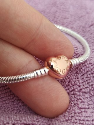 Pulsera Pandora Corazón Oro Rosa y Plata