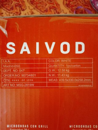 Microondas Saivod con Grill